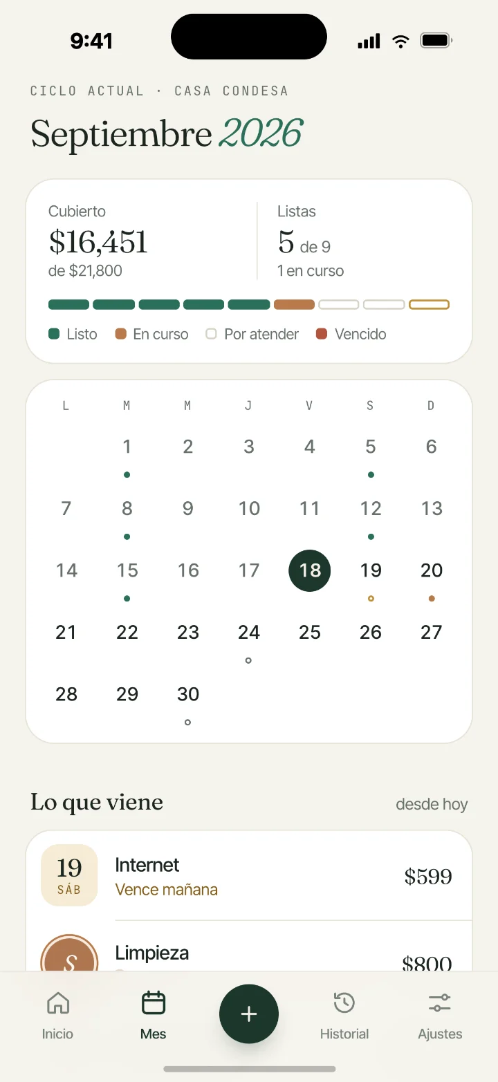 Aldira: calendario del mes
